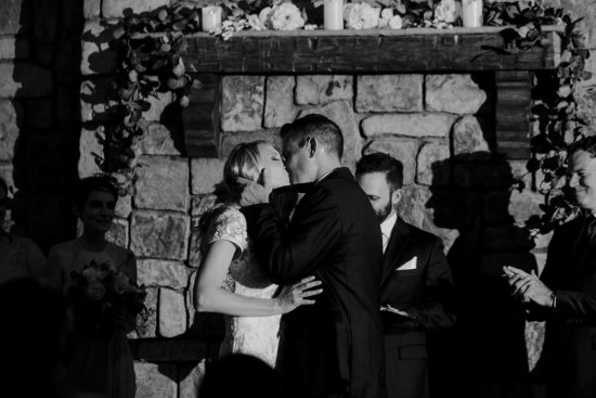 First kiss during the couple's Crossroads wedding