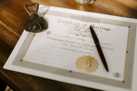 Signed marriage certificate