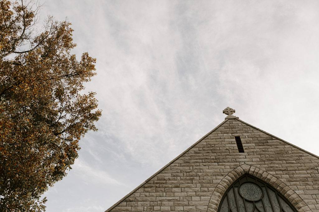 The top of St. Paul's Episcopal Church against a moody fall sky